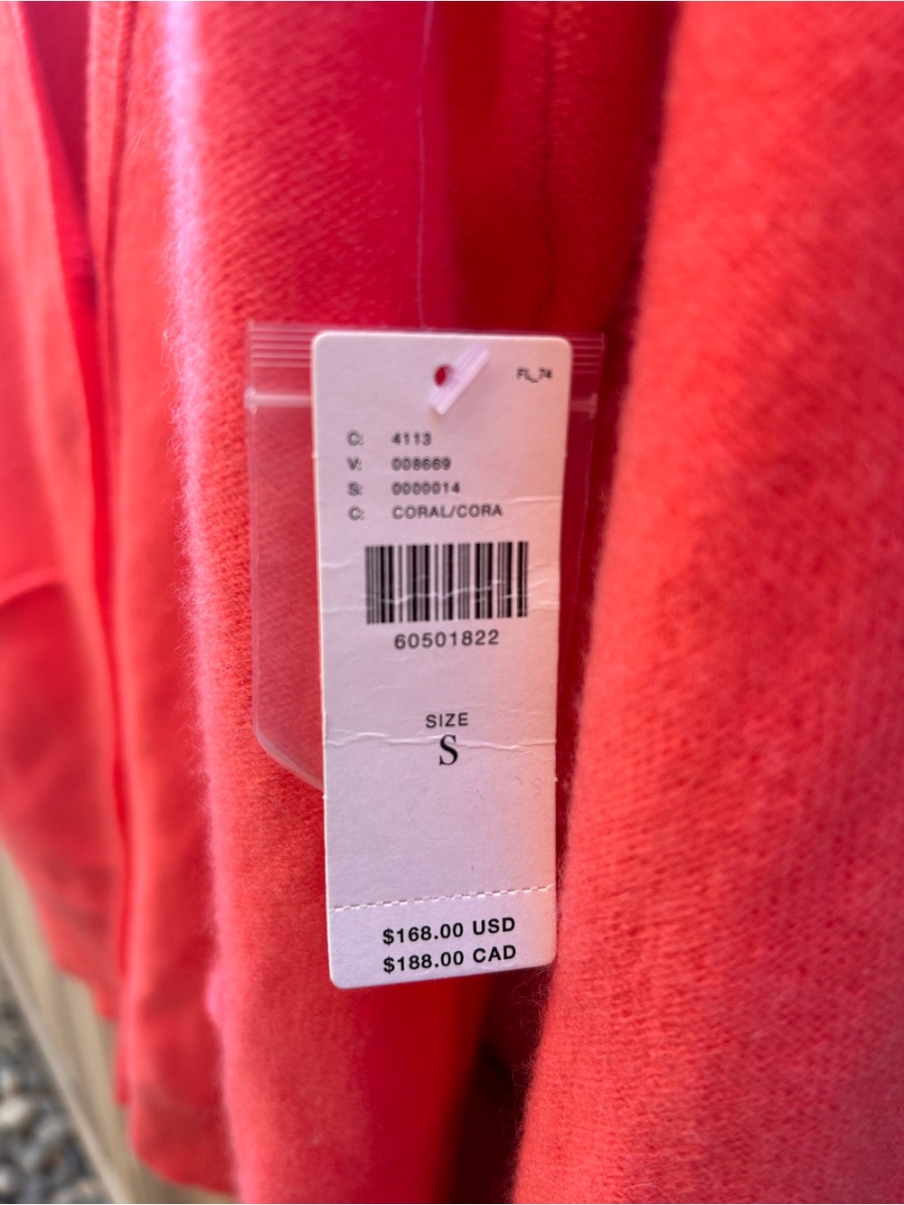 Pilcro Kelly Oversized Cashmere Cardigan in Coral size Small - Picture 3 of 6